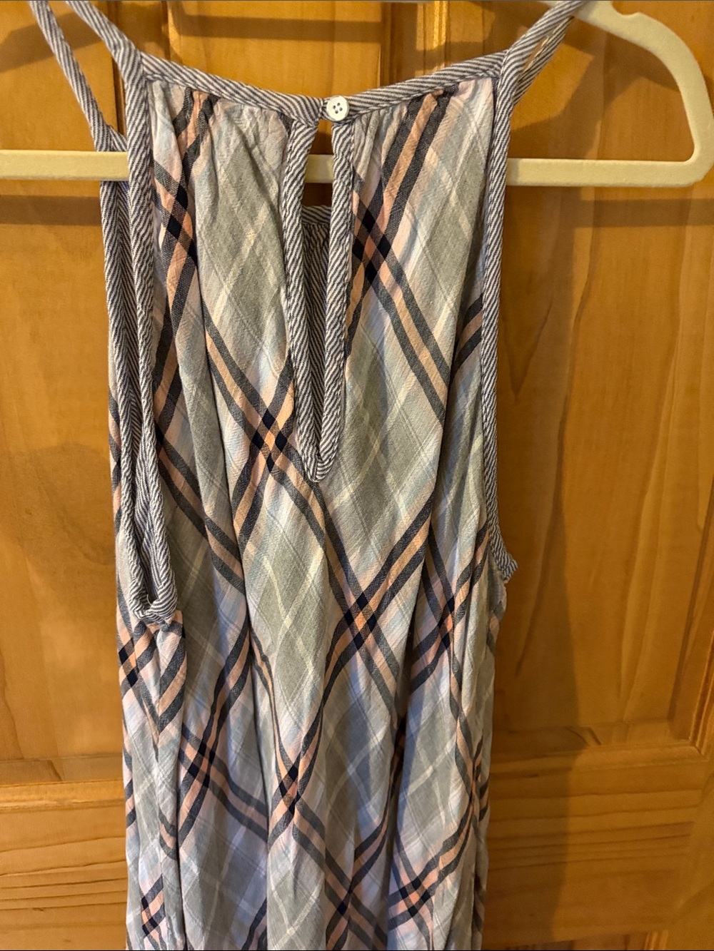 Bella Dahl Blue and Pink Plaid Halter Camisole - Picture 3 of 5